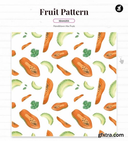 Fruits pattern hand-drawn watercolor illustration