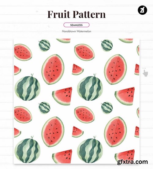 Fruits pattern hand-drawn watercolor illustration