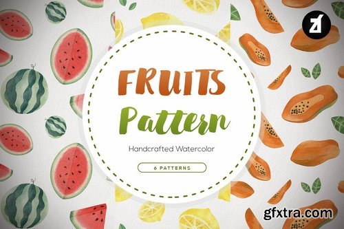 Fruits pattern hand-drawn watercolor illustration