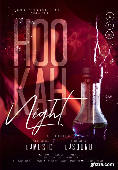 Hookah party night - Premium flyer psd template