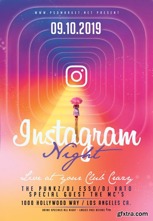 Instagram night flyer - Premium flyer psd template