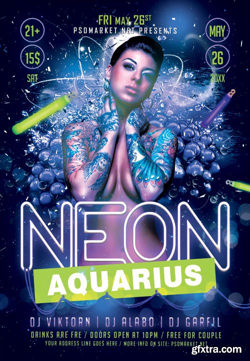 Neon aquarius - Premium flyer psd template