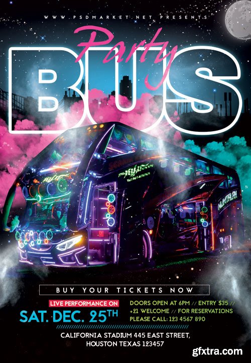 Party bus - Premium flyer psd template