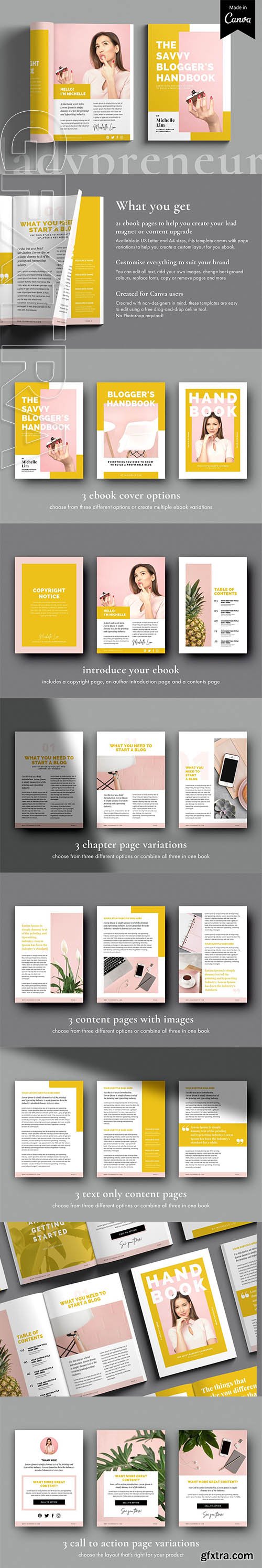 CreativeMarket - Ladypreneur eBook template CANVA 3897664