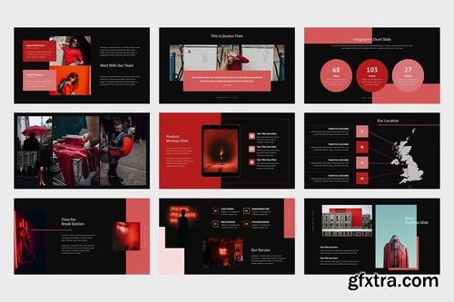 Revia Red Gradient Color Tone Powerpoint