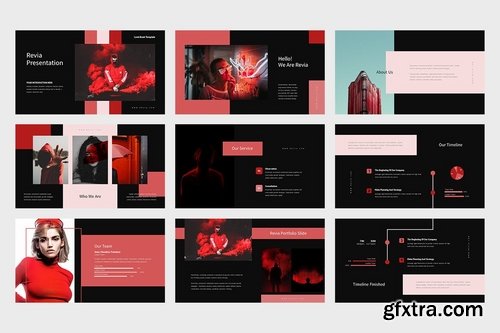 Revia Red Gradient Color Tone Powerpoint