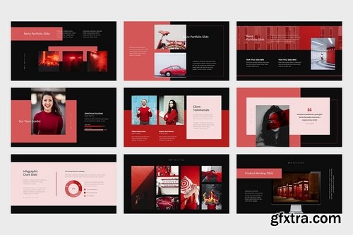 Revia Red Gradient Color Tone Powerpoint