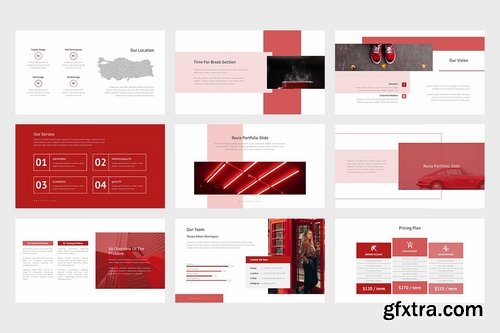 Revia Red Gradient Color Tone Powerpoint