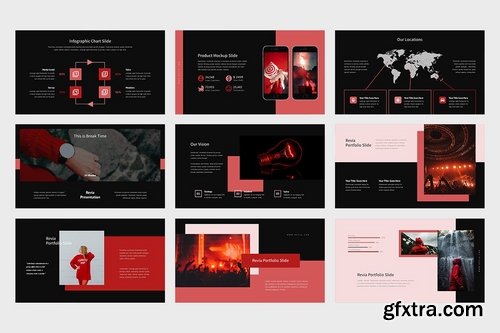 Revia Red Gradient Color Tone Powerpoint