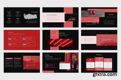 Revia Red Gradient Color Tone Powerpoint