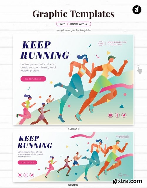 Marathon running graphic templates