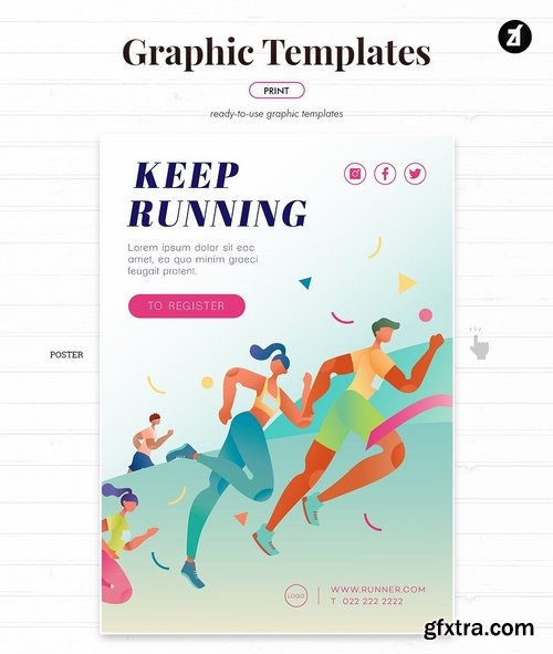 Marathon running graphic templates