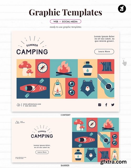 Summer camping graphic templates