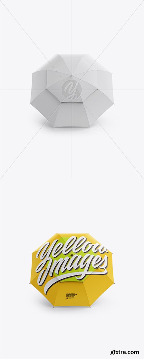 Open Double Umbrella Mockup - Top View 22916