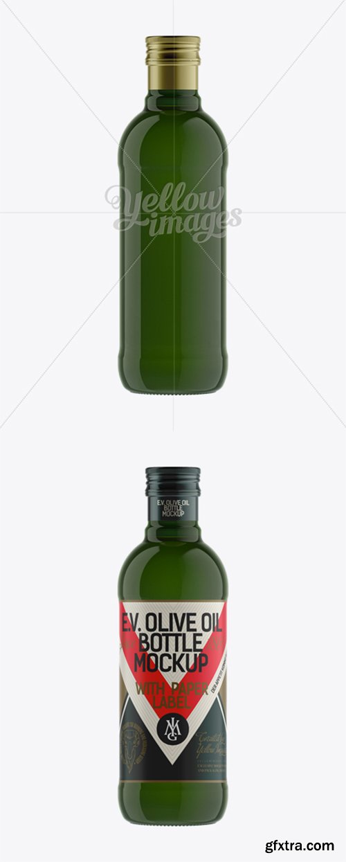 500ml Green Glass Olive Oil Bottle Mockup 11984