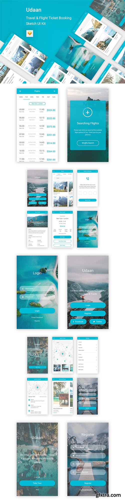 Udaan - Travel & Flight Booking App for Sketch