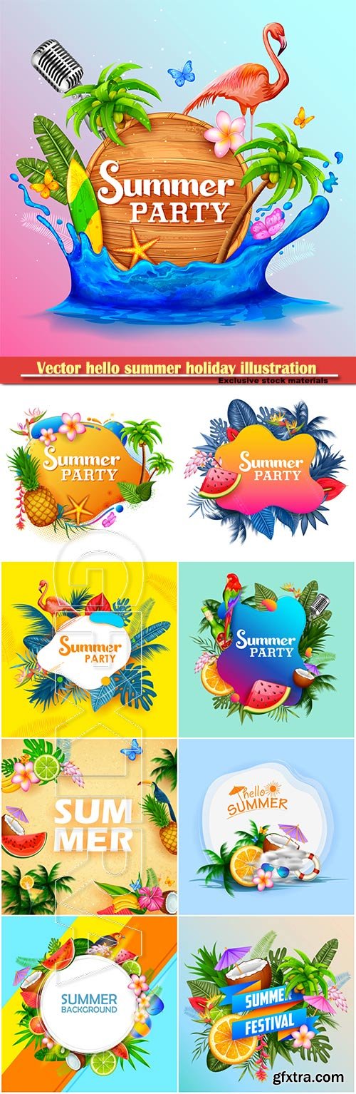 Vector hello summer holiday illustration # 7