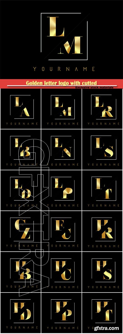 Golden letter logo with cutted and intersected design # 2