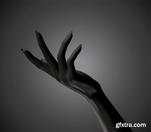 White elegant hands with cosmetic bottle in 3d illustration