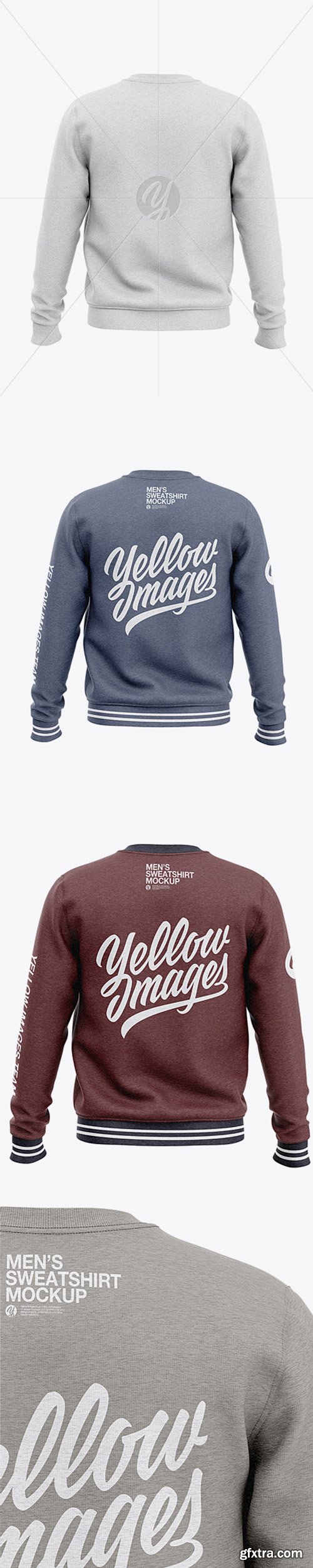 Men's Heather Crew Neck Sweatshirt - Back View 35915