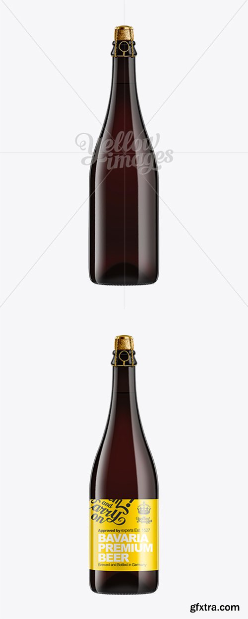 750ml Black Amber Beer Bottle with a Cork and Muselet Mockup 10429