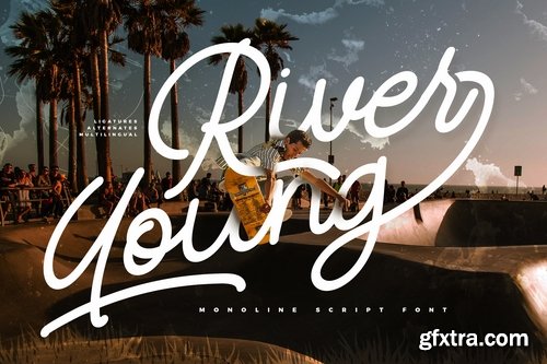 River Young | Monoline Script Font