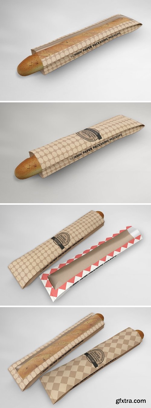 Long paper Baguette Bag Packaging Mockup