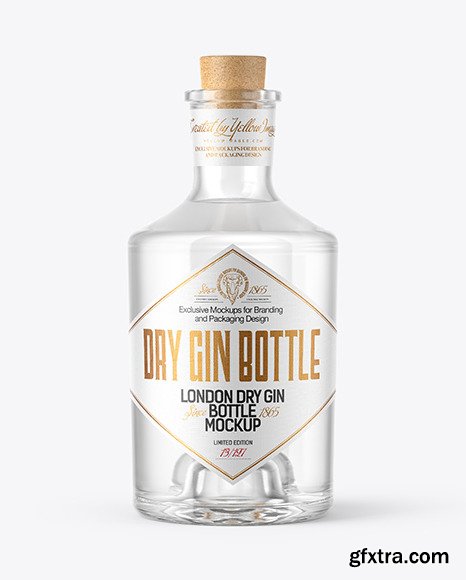 Dry Gin Bottle with Cork Mockup 45980