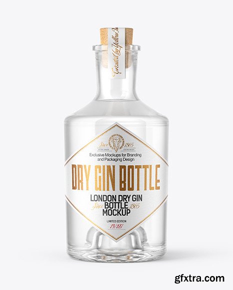 Dry Gin Bottle with Cork Mockup 45980