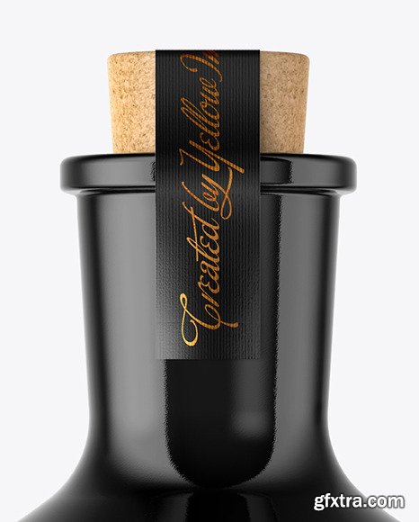 Black Glass Bottle with Cork Mockup 45981