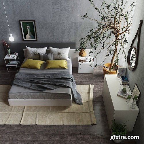 Modern Bedroom Interior Scene 52