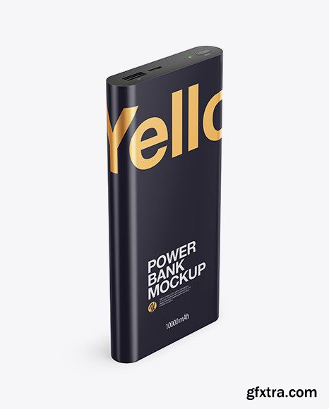 Glossy Power Bank Mockup - Halfside View