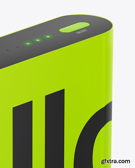 Glossy Power Bank Mockup - Halfside View