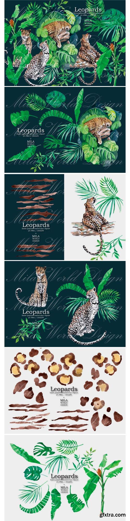 Leopards Watercolor Clip Art 1575523