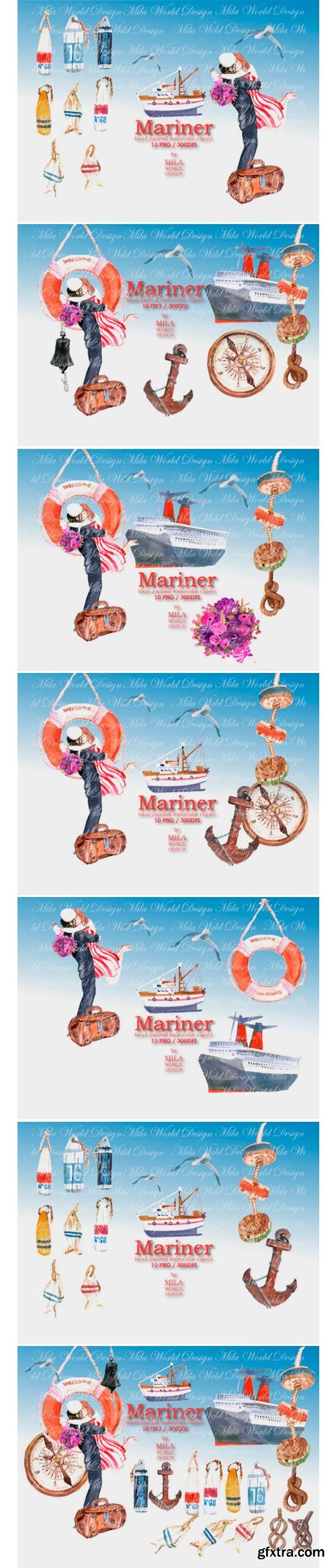 Mariner Watercolor Clip Art 1575538