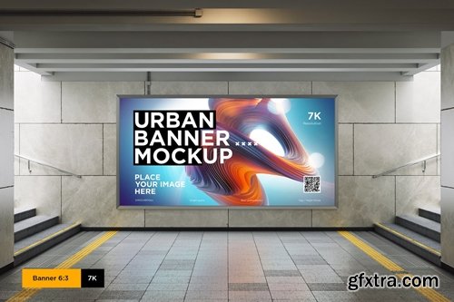 City Lightbox Banner Mockup in Subway