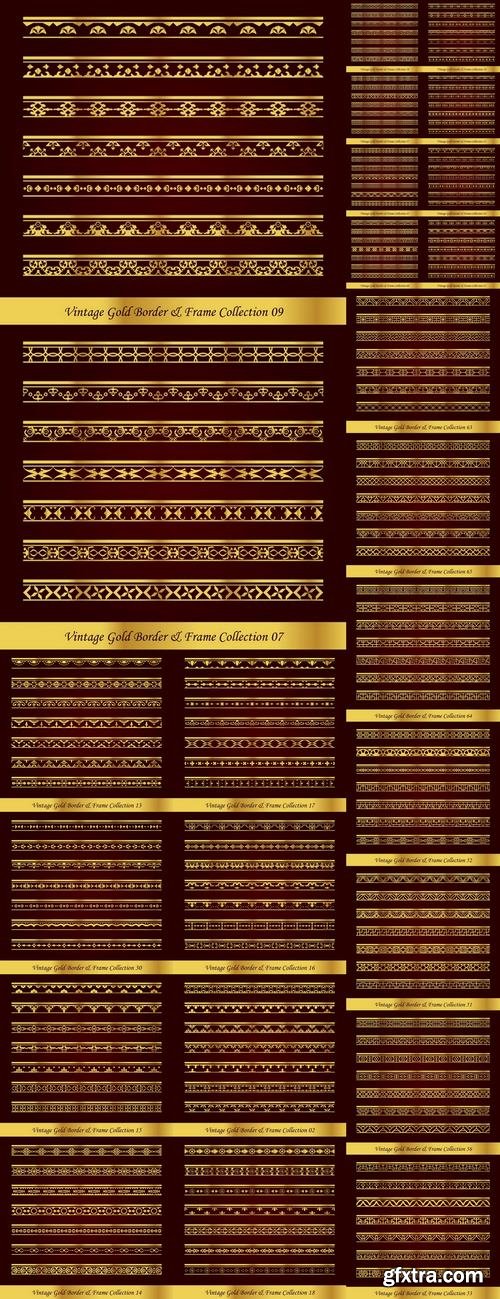 Golden border frame framing vice calligraphic elements 25 EPS