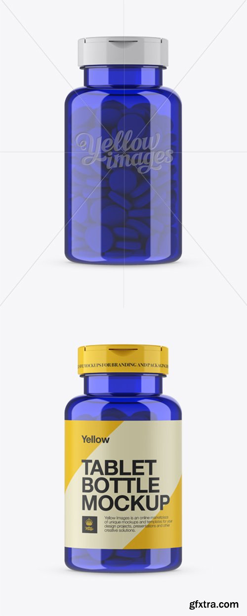 Blue Pill Bottle Mockup - Front View 14047