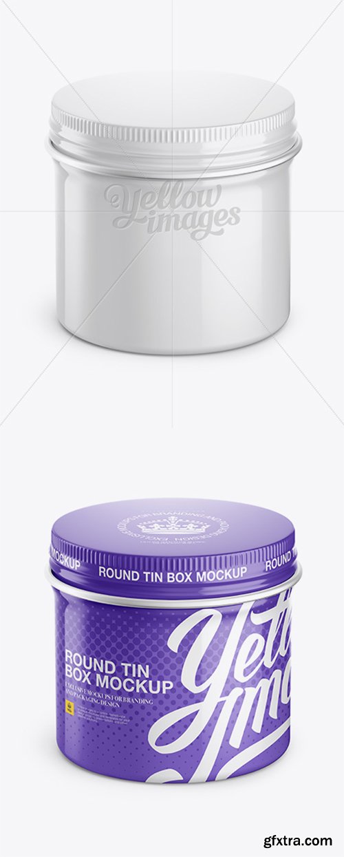 Glossy Round Tin Box Mockup - High-Angle Shot 12656