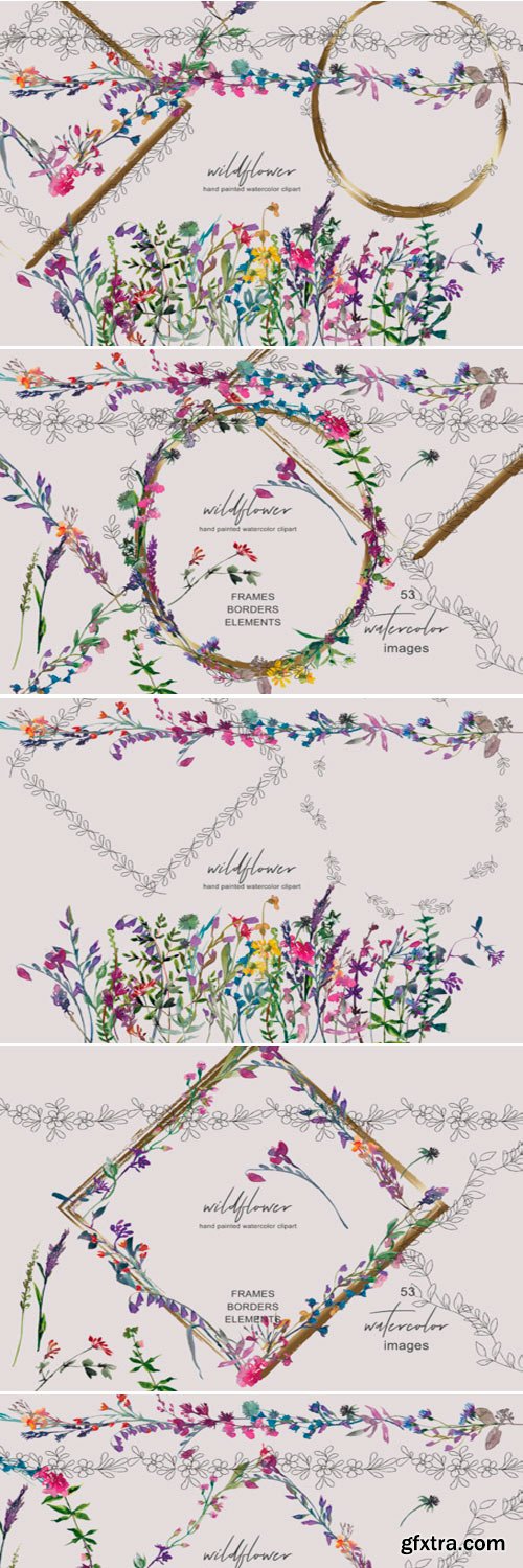 Watercolor Wildflower Clipart Collection 1584244