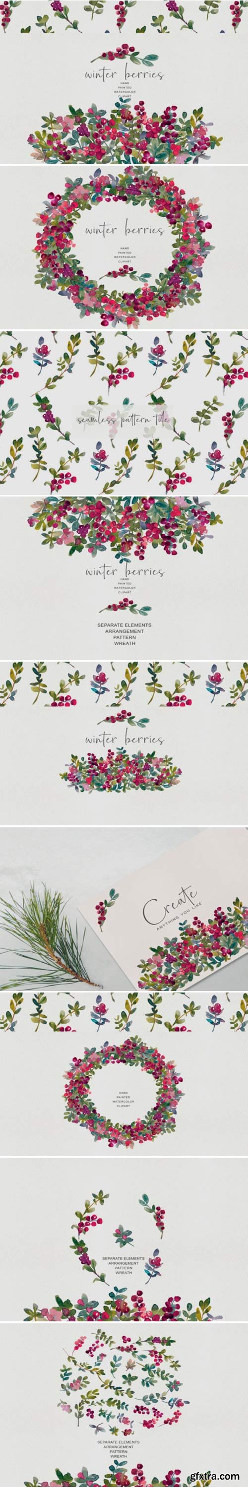 Watercolor Winter Berry Clipart - Winter 1584283