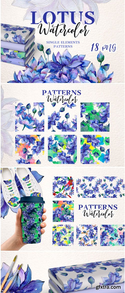 Watercolor Lotus PNG Set 1582759