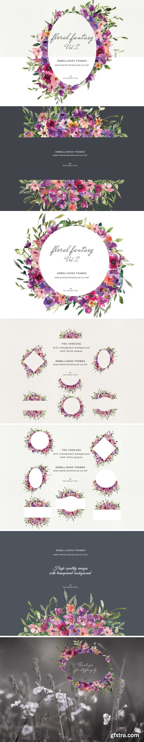 Watercolor Floral Embellished Frames 1585510