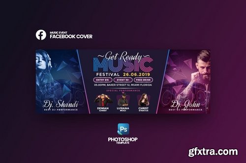 Music Events Facebook Cover Template