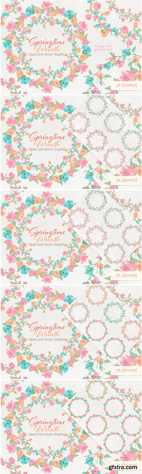 Springtime 01 Wreath Flower Clipart 1587492