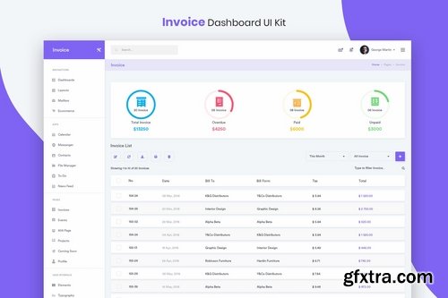 Invoice Widgets Dashboard UI Kit