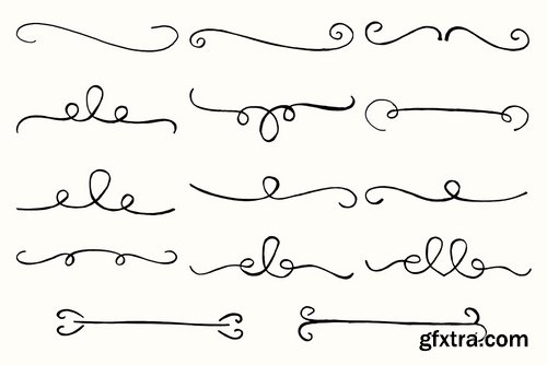 Hand Drawn Flourish Divider Cliparts