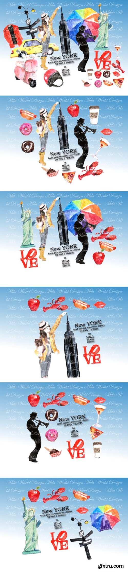 New York Watercolor Clip Art 1587650