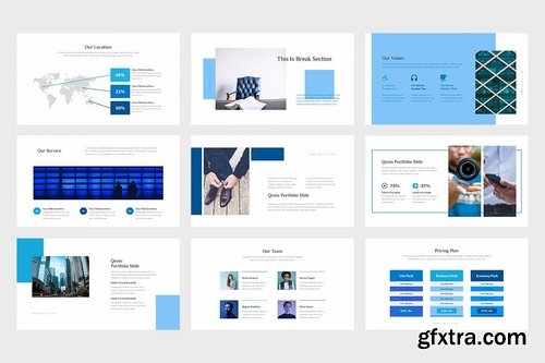 Qezio Blue Gradient Color Tone Google Slides