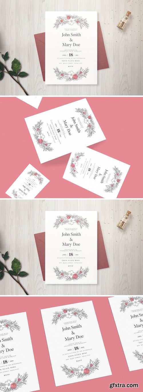 Simple Floral Wedding Invitation